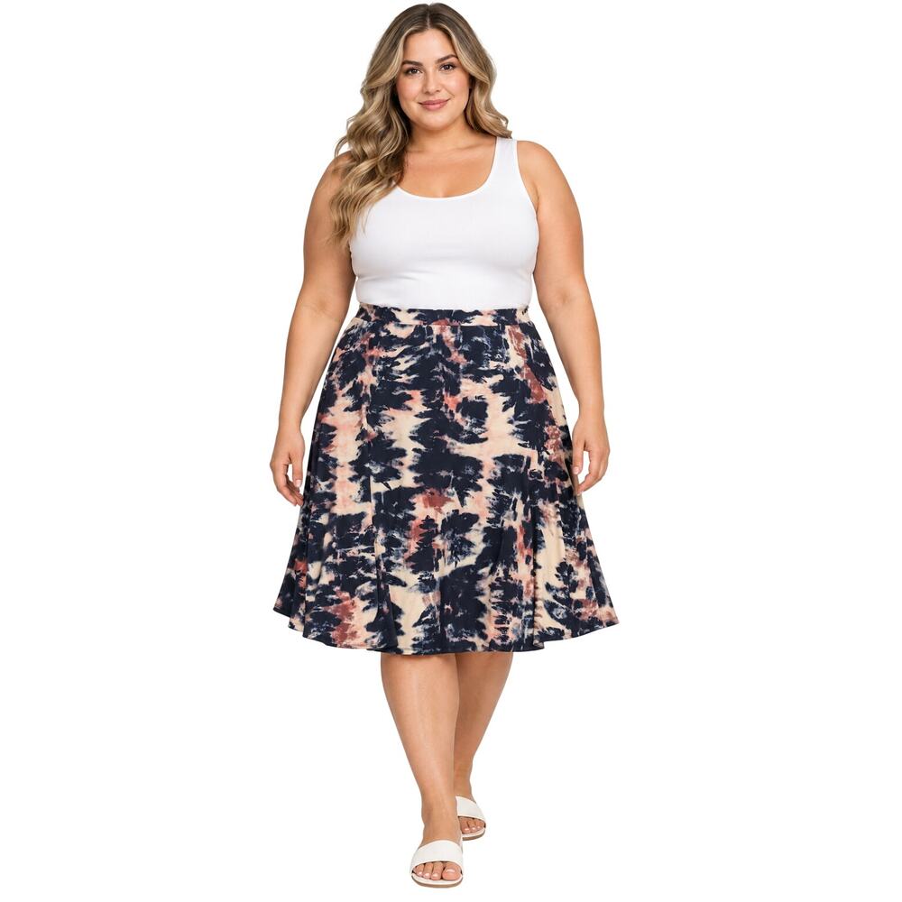 Eloquii sz 22 / 24 stretch elastic waist pull on skirt twilight tiedye NWOT